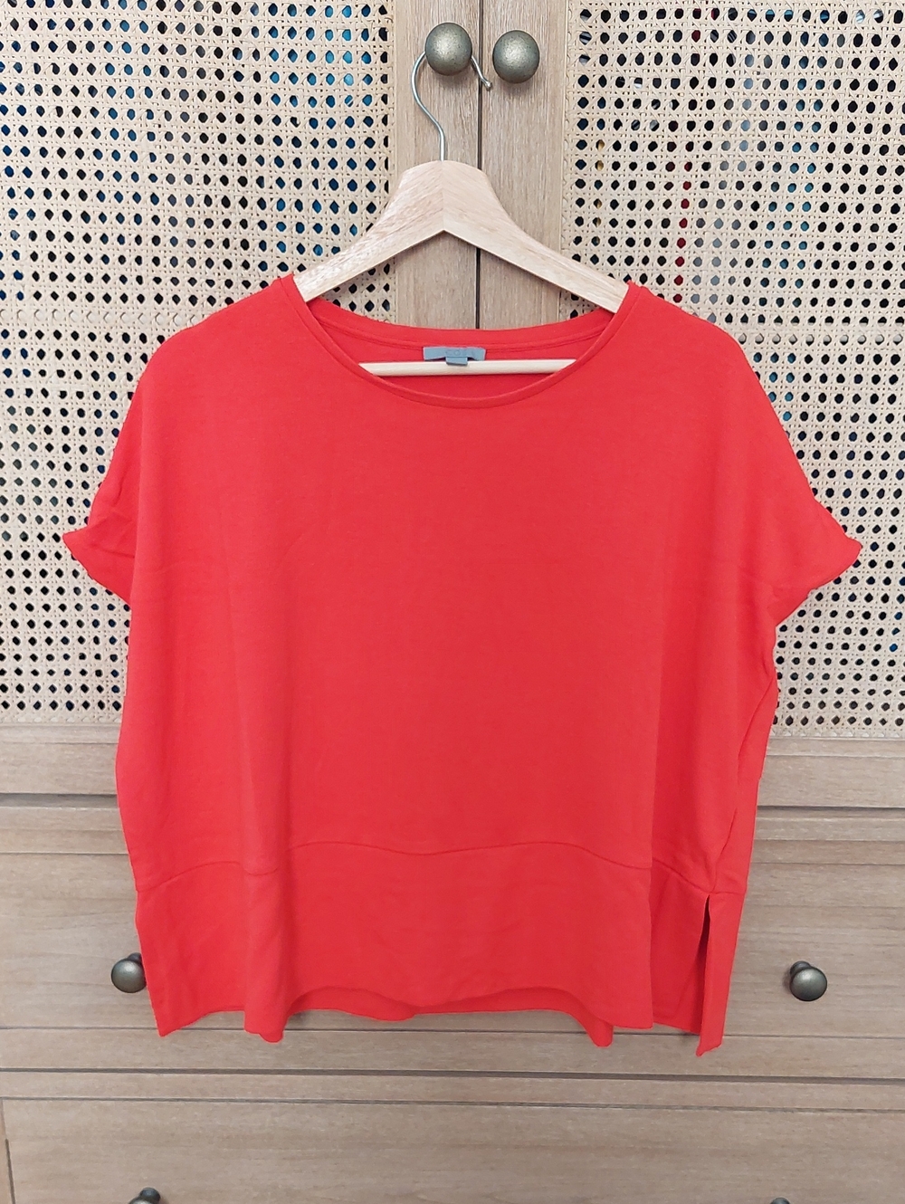 COS Short Sleeve Boxy Tee in Bright Red